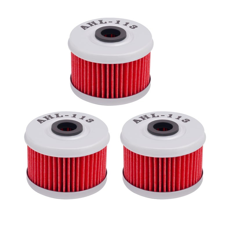 AHL 113 Oil Filter 15412-HM5-010 15412-HM5-A10 Compatible with Honda TRX350FE Rancher 4X4 ES 350 2000-2006 (Pack of 3) - Image 1
